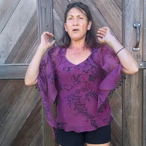 Alex Evenings Black Velvet Maxi Skirt with Lace & Ruffle Hem